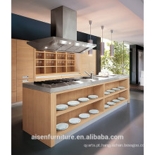Armário de cozinha de folheado de madeira de design italiano moderno
